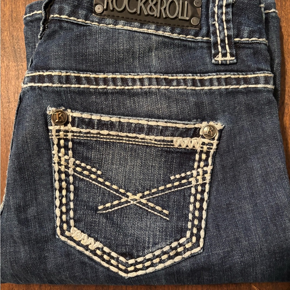 Rock & Roll Low Rise Denim Jeans with Contrast Stitching